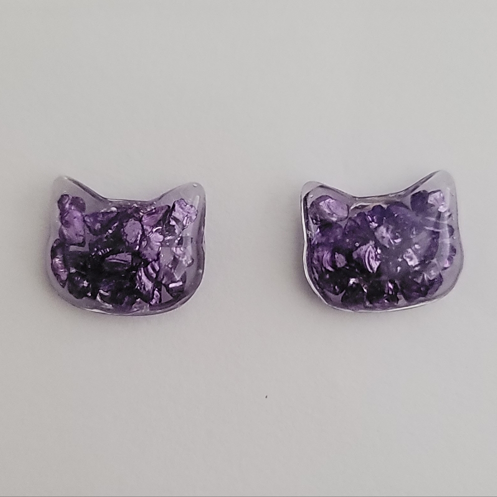 Resin Cat Stud Earrings
